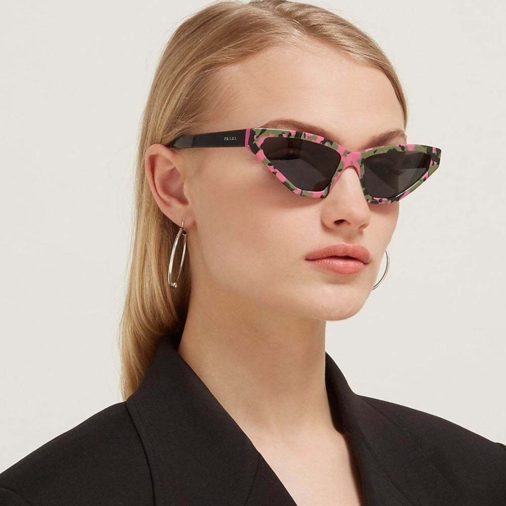 Prada Women's Pink Disguise Cat Eye Camouflage Acetate Sunglasses